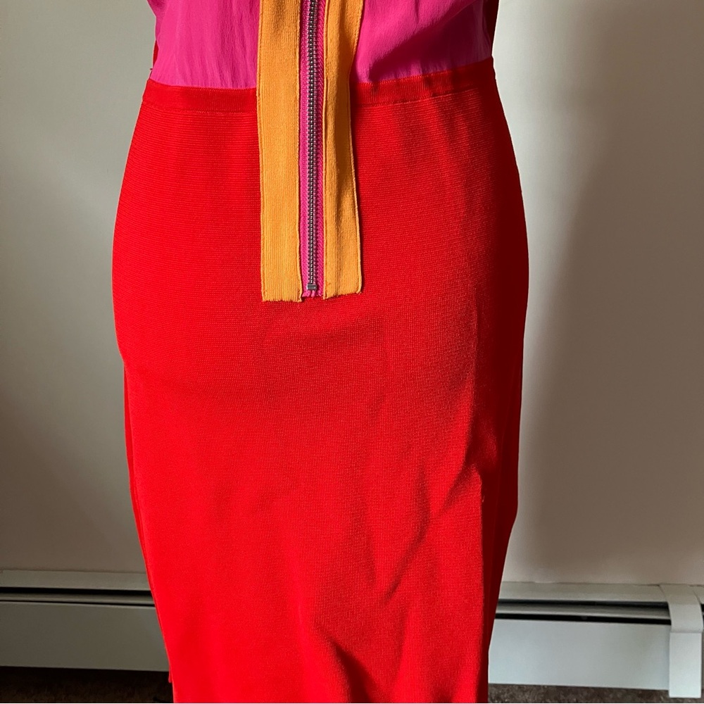 Yigal Azrouel Red Colorblock Sleeveless Wool Blend Dress size Large - Picture 7 of 9